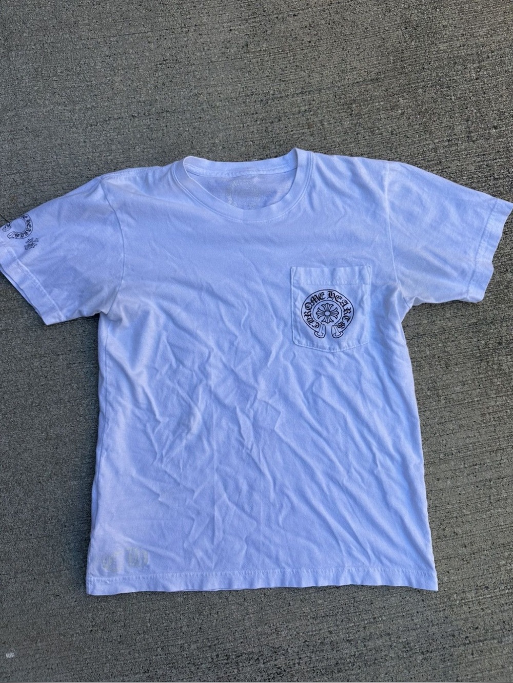 Chrome Hearts White Short Sleeve Pocket Tee with Logo